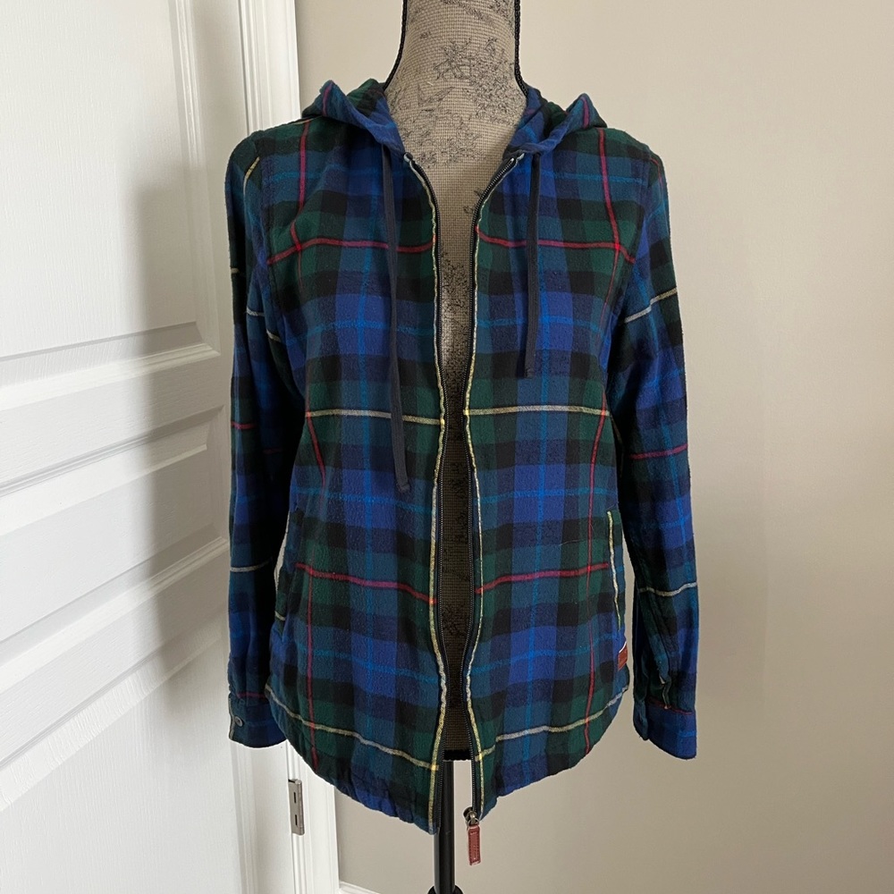 LL Bean Relaxed Fit Zip Flannel Hoodie